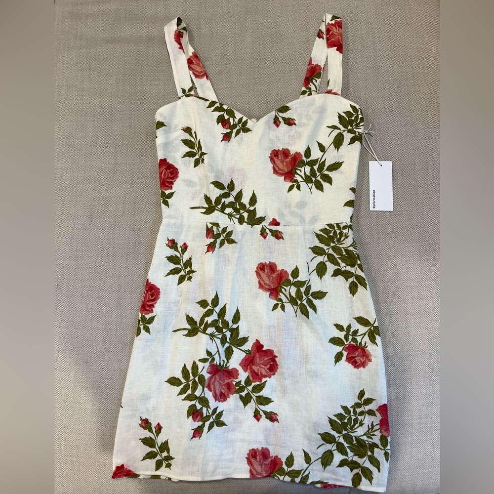 Reformation Miso Linen Mini Dress in Jolie